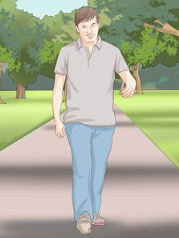 Seseorang berjalan kaki sebentar di luar ruangan untuk relaksasi